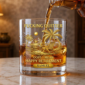 Happy Retirement-Personalized 3D Effect Whiskey Glass