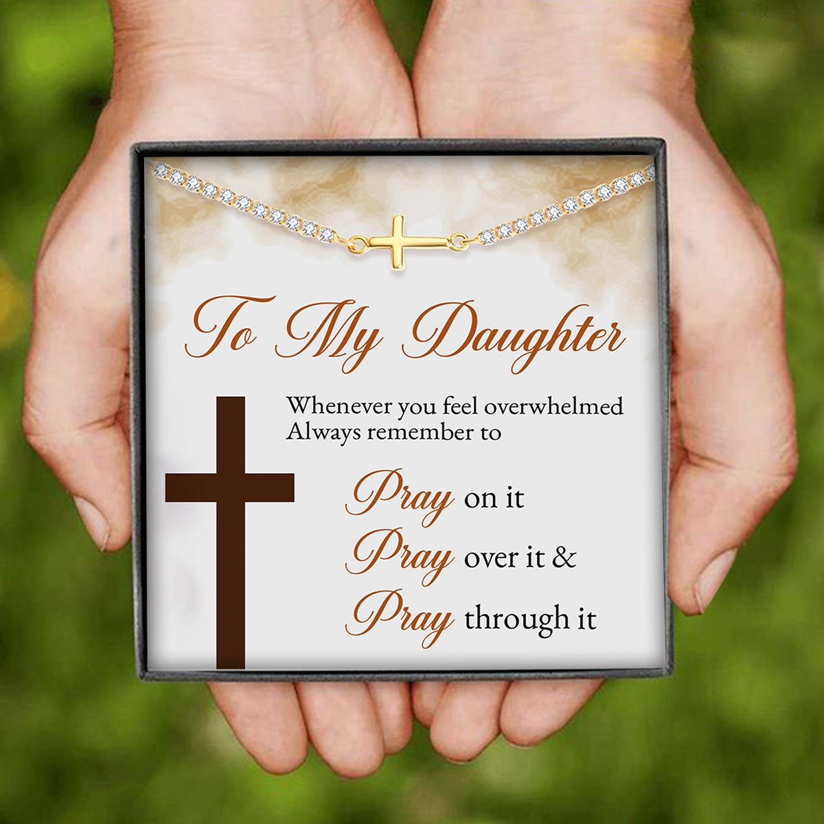 KISSFAITH-To My Daughter, Pray Through It Cross Tennis Bracelet