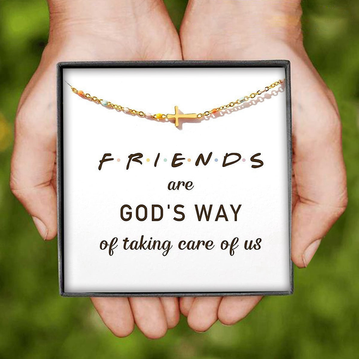 KISSFAITH-Friends Are God's Way of Taking Care Of Us Cross Bracelet