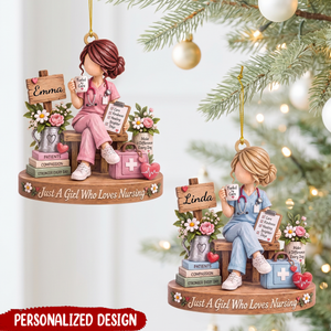 Personalized Nurse Ornament, Custom Name Christmas Tree Ornament