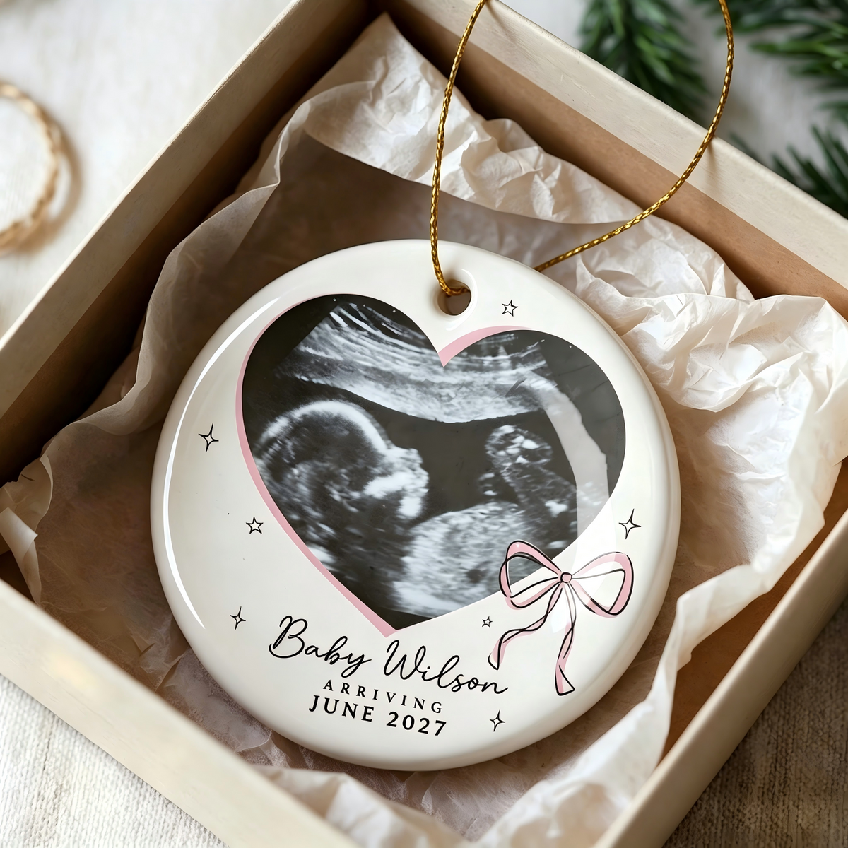Personalized Baby Ultrasound Photo Christmas Ornament