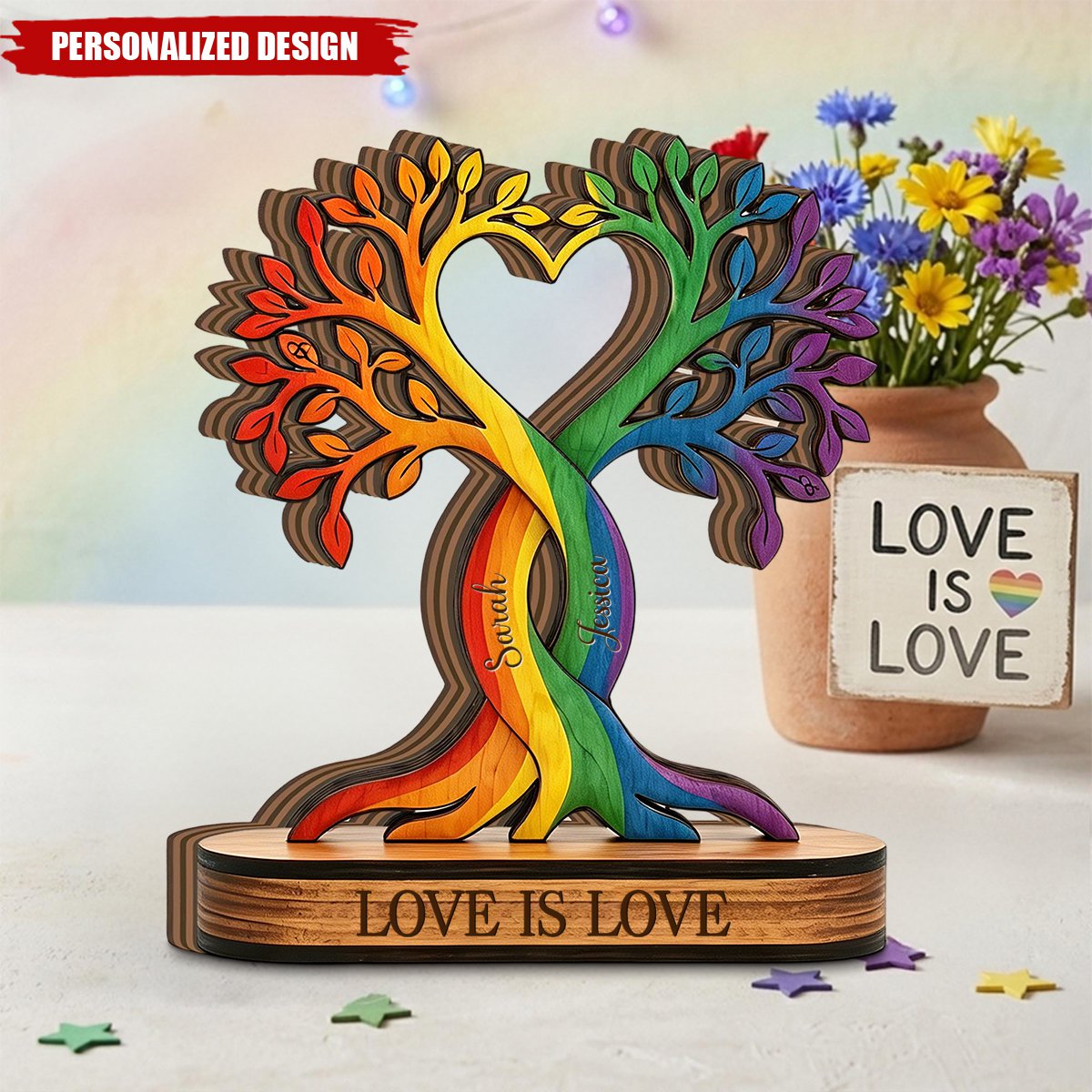 Personalized Pride Month Wooden Plaque, LGBTQ Tree Of Life Gift