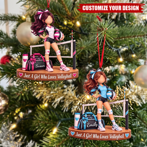 Personalized Volleyball Girl Ornament, Custom Name Athlete Christmas Gift