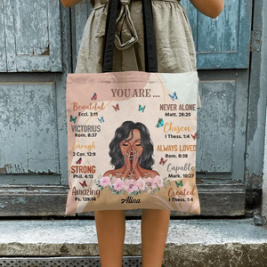 You Are Beautiful Victorious Never Alone Jesus Bible-Personalized Tote Bag