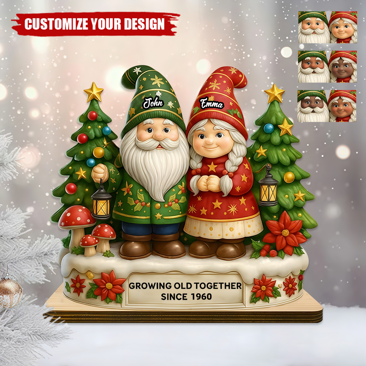 Personalized Growing Old Together Since Year Wooden Plaque