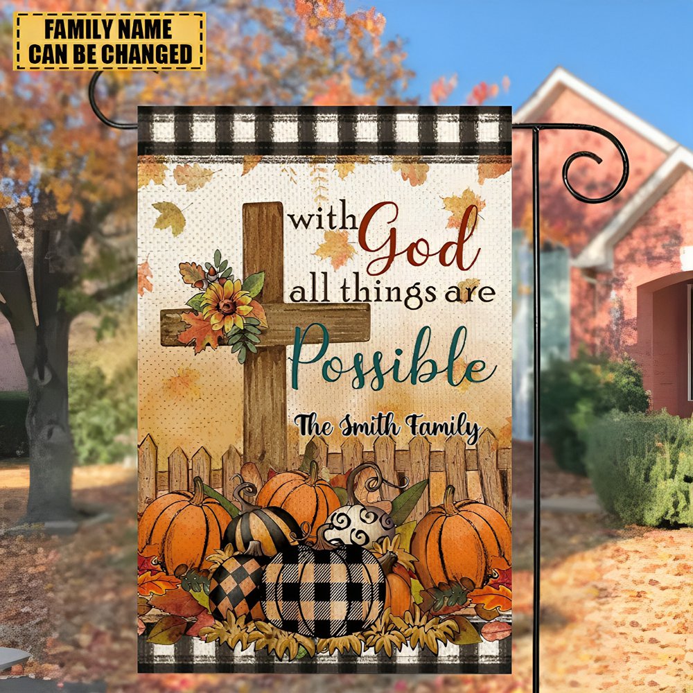 With God All Things Are Possible-Personalized Christian Garden Flag