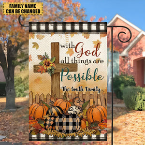 With God All Things Are Possible-Personalized Christian Garden Flag