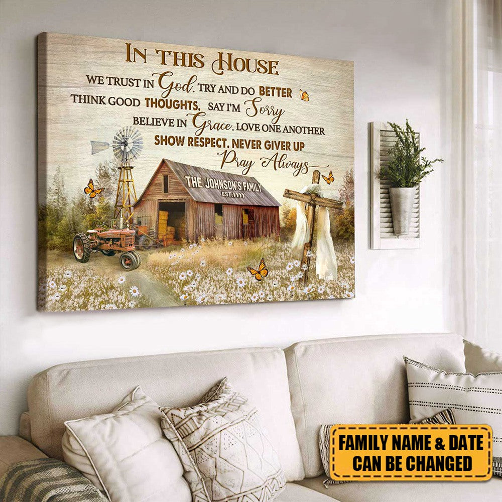 KISSFAITH-In This House We Trust In God - Personalized Christian Canvas