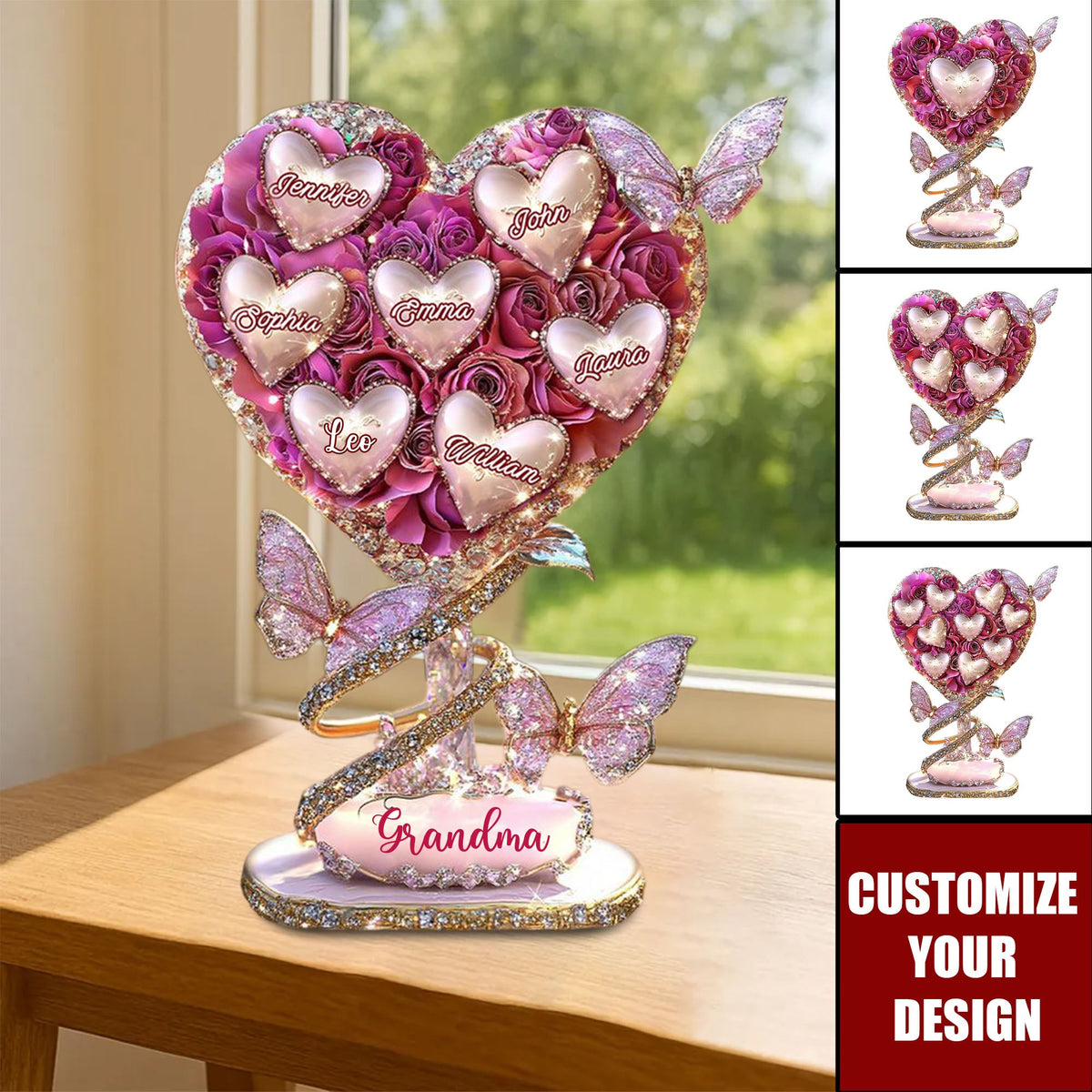 Mama Heart - Personalized Mother Custom Shaped Acrylic Plaque