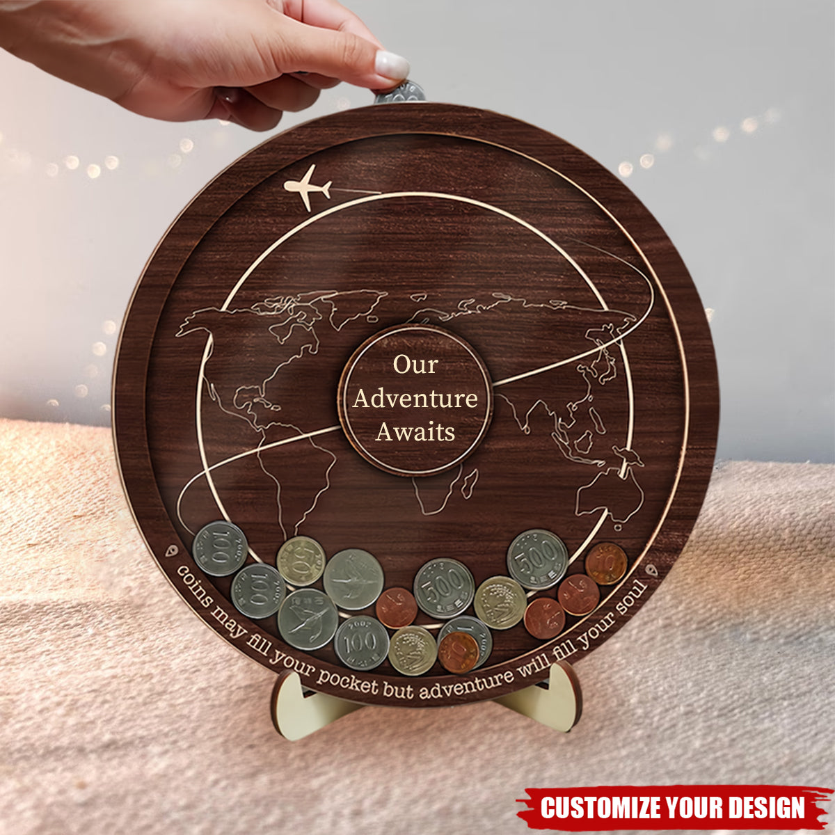 Personalized Coin Holder, Travel Token Display Gift, Gift for Traveler