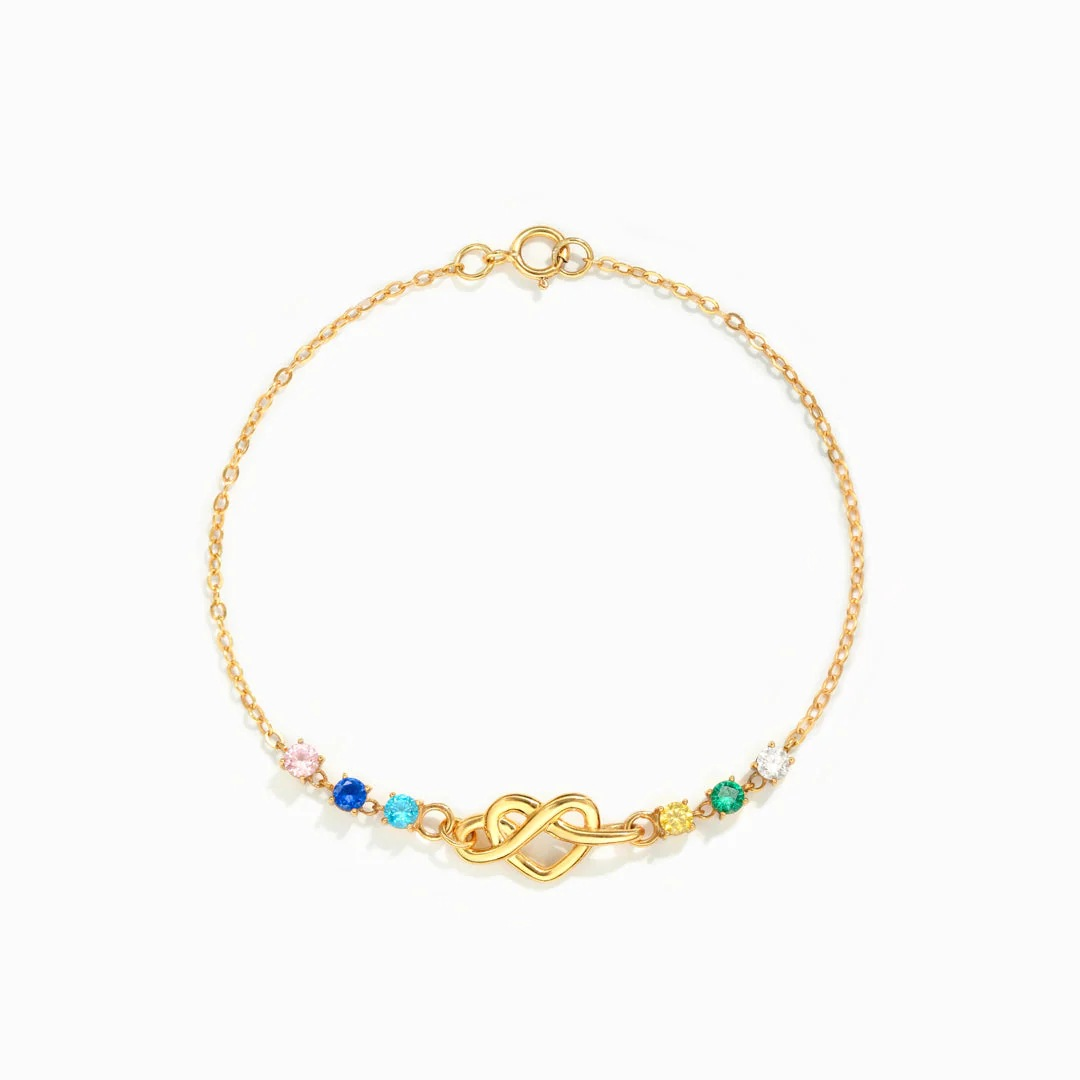 Adjustable Birthstone Love Knot Personalized Bracelet-925 Sterling Silver