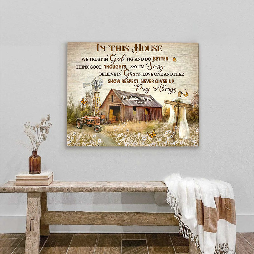 KISSFAITH-In This House We Trust In God - Personalized Christian Canvas