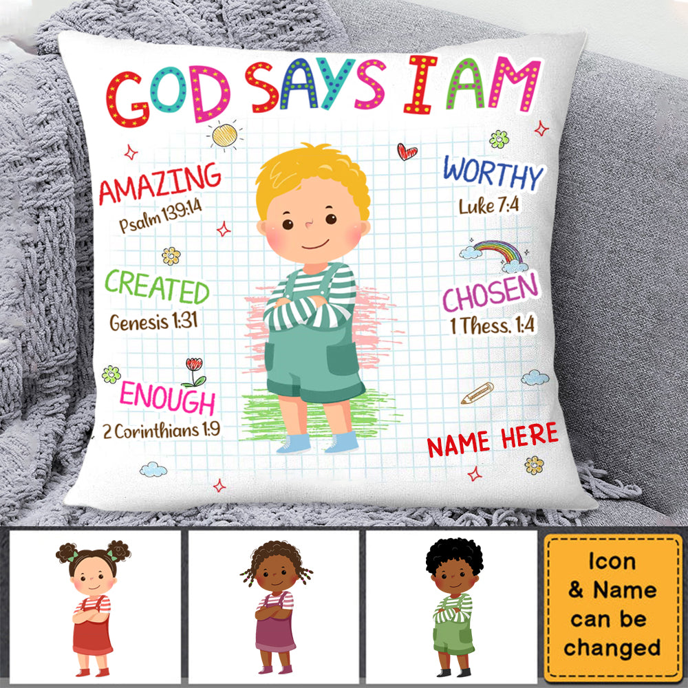 Gift For Grandkids - Personalized God Says I Am Pillowcase