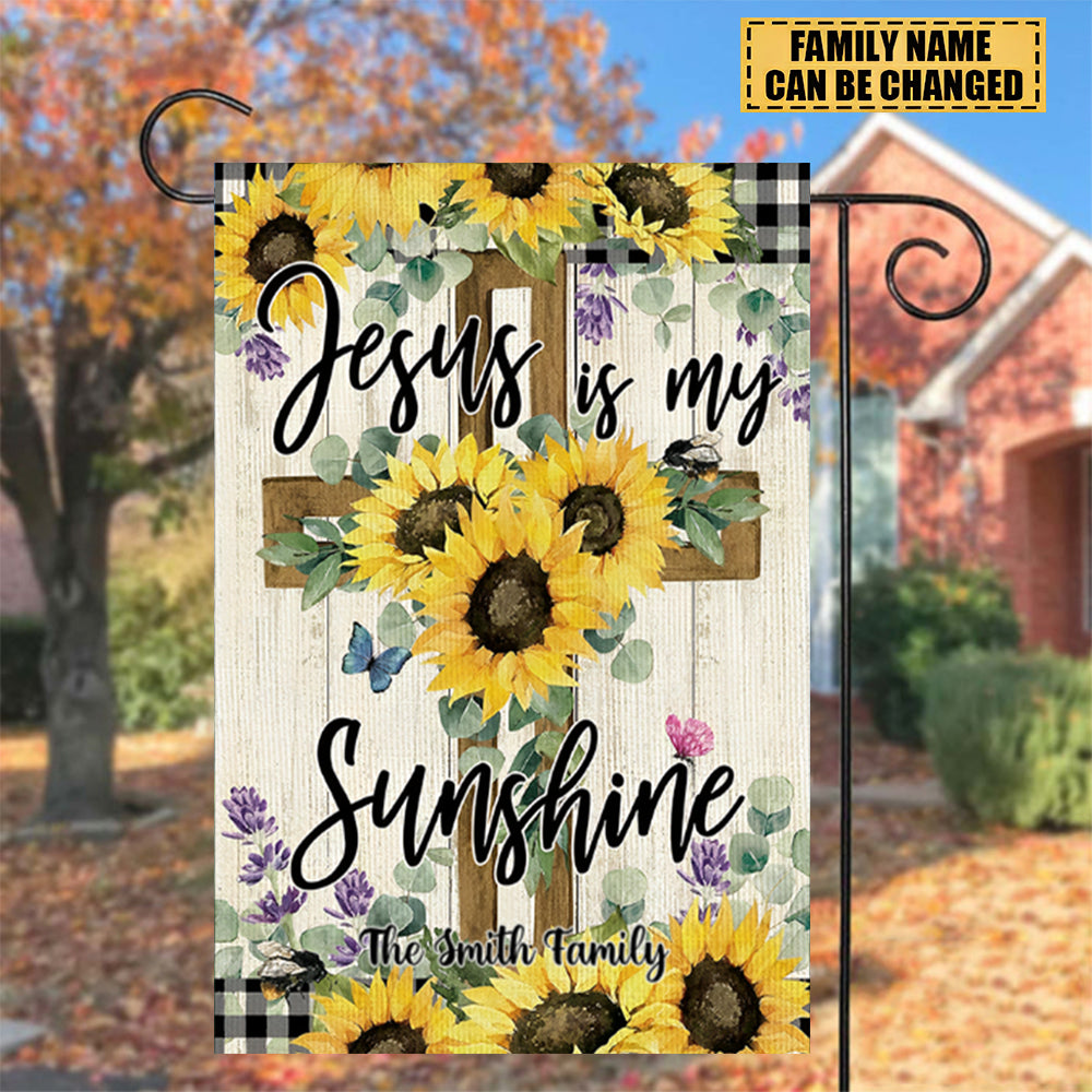 Jesus Is My Sunshine -Personalized Religious Cross Garden Flag
