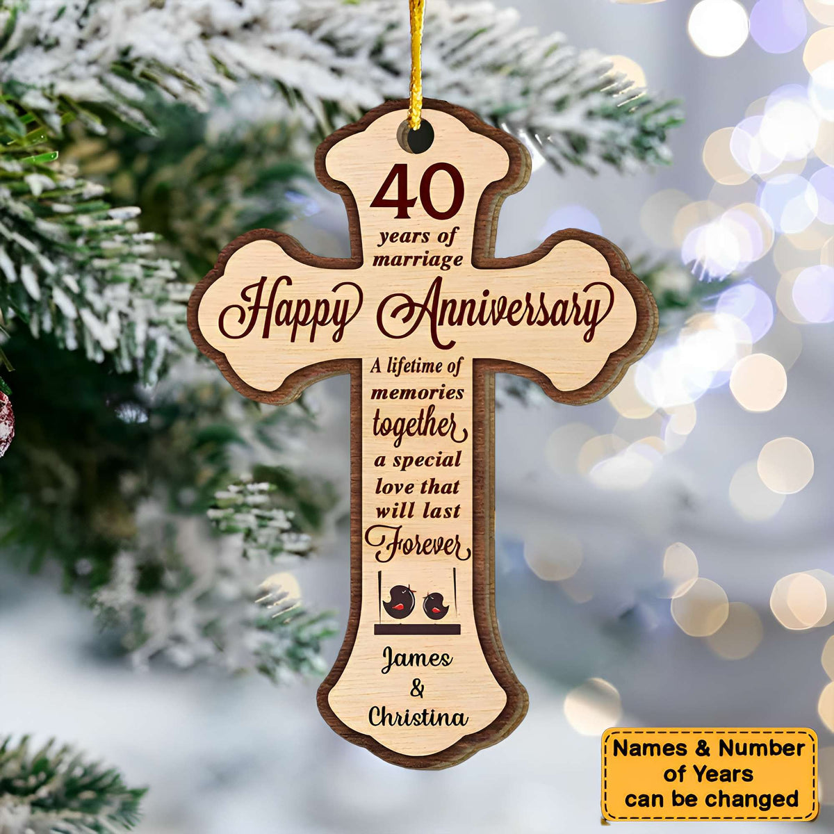 Wedding Anniversary Religious 40 Years Of Marriage Ornament - Personalized Gift