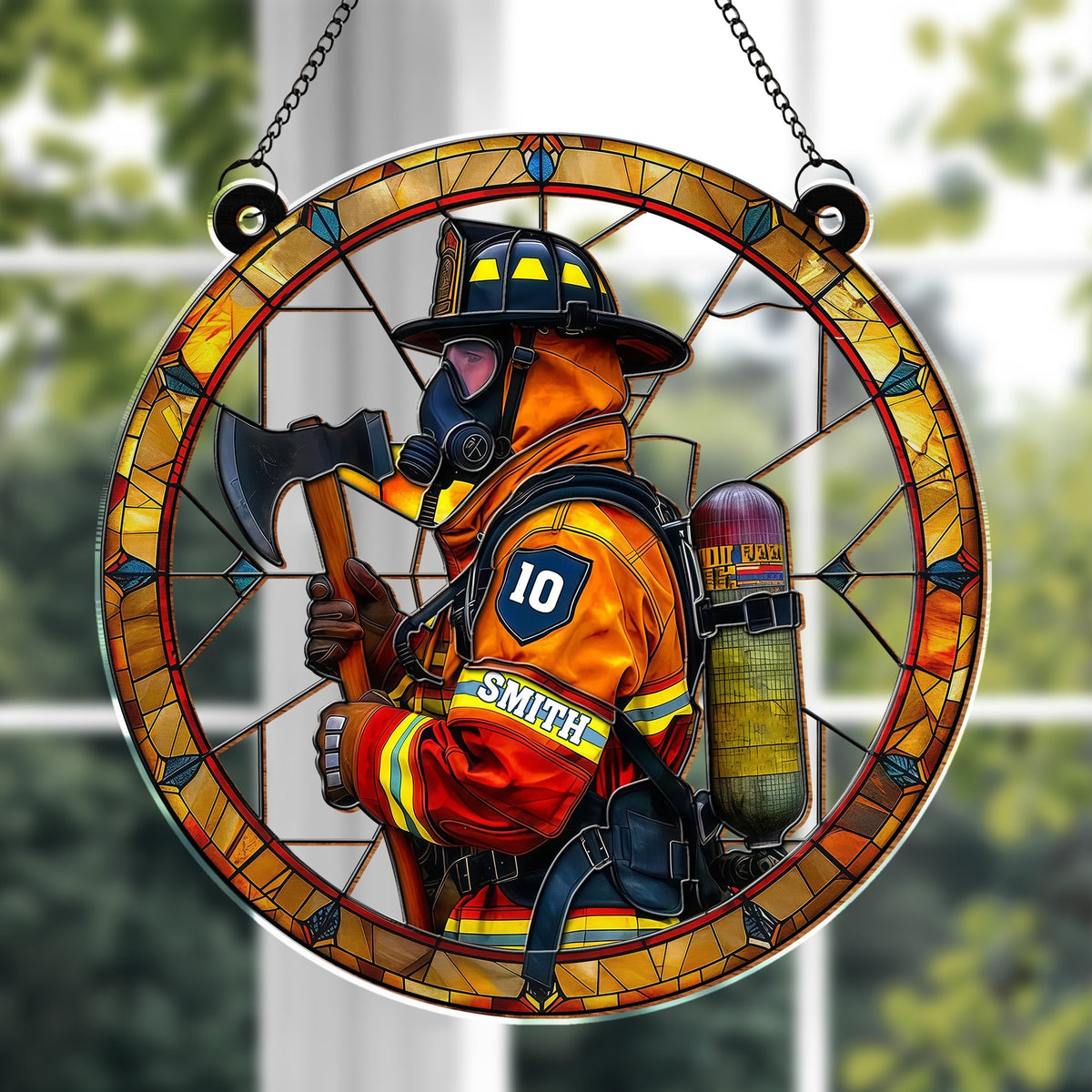 Personalized Honor Brave Firefighters Tribute To Courage, Custom Suncatcher