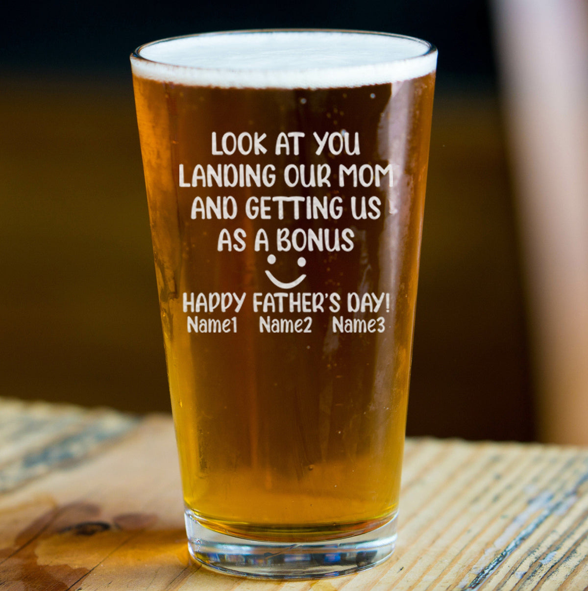 Look At You Landing Our Mom And Getting Us As A Bonus Personalized Beer Glass