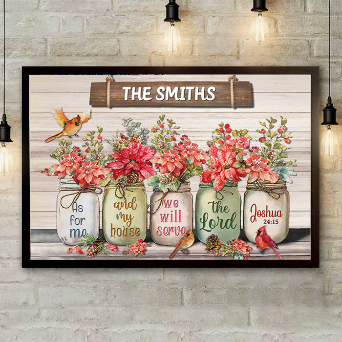 Flowers Cardinal As For Me And My House Personalized Canvas