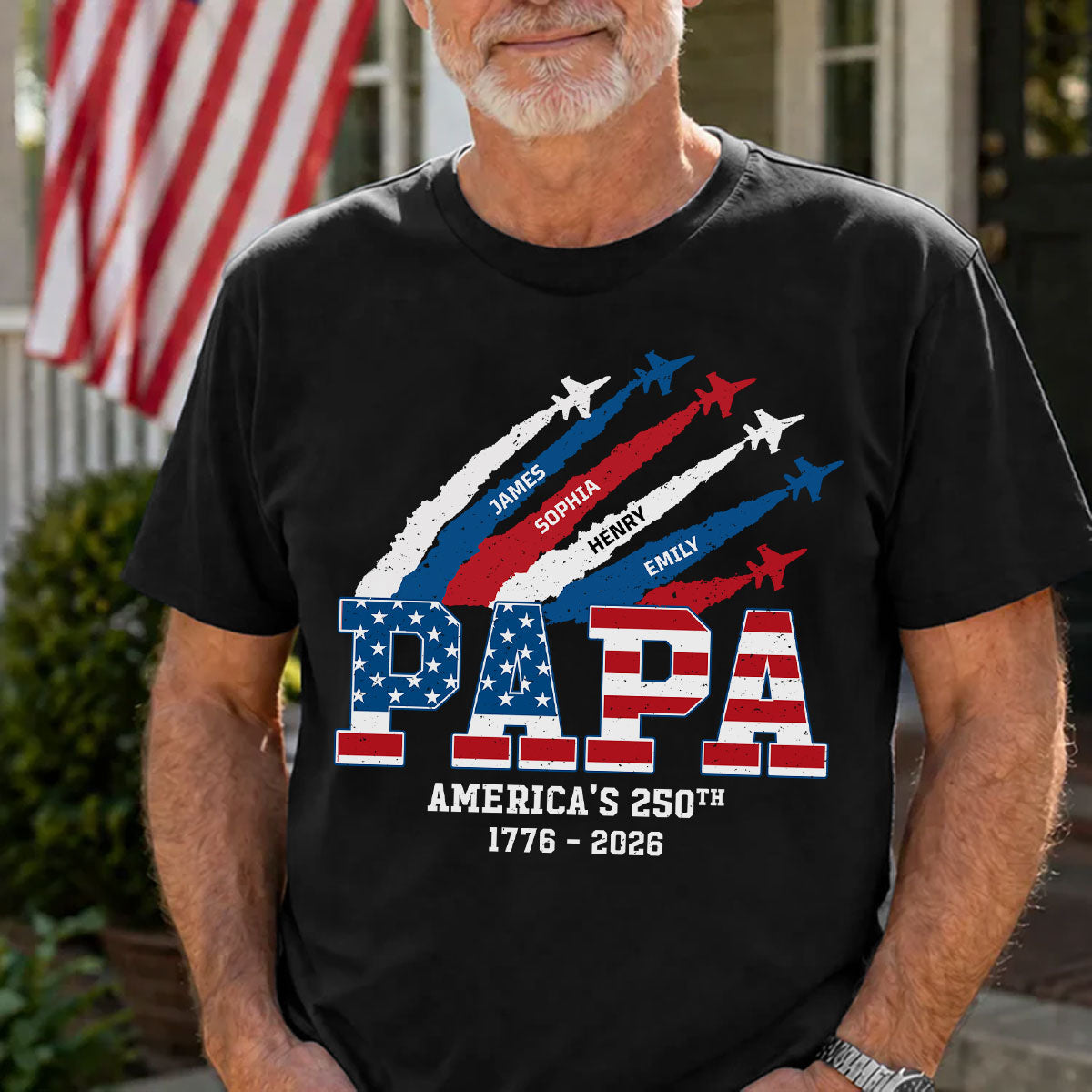Proud Dad Grandpa Nation Flag American 250th Anniversary - Personalized Shirt