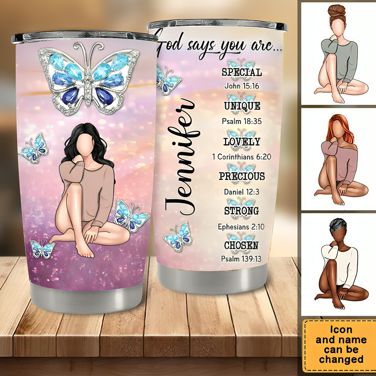 Personalized Christian Tumbler- Cross Jewelry for Ladies Christian Gift