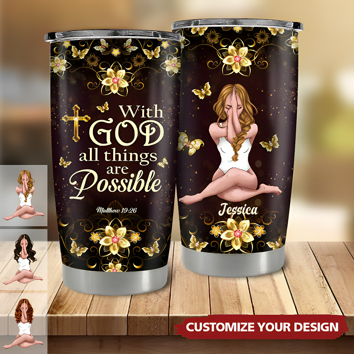 With God All Things Are Possible- Personalized Tumbler