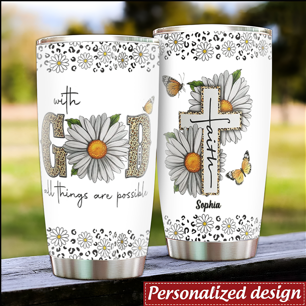 Personalized Christian Tumbler-Woman Christian gift - With God All Things Are Possible