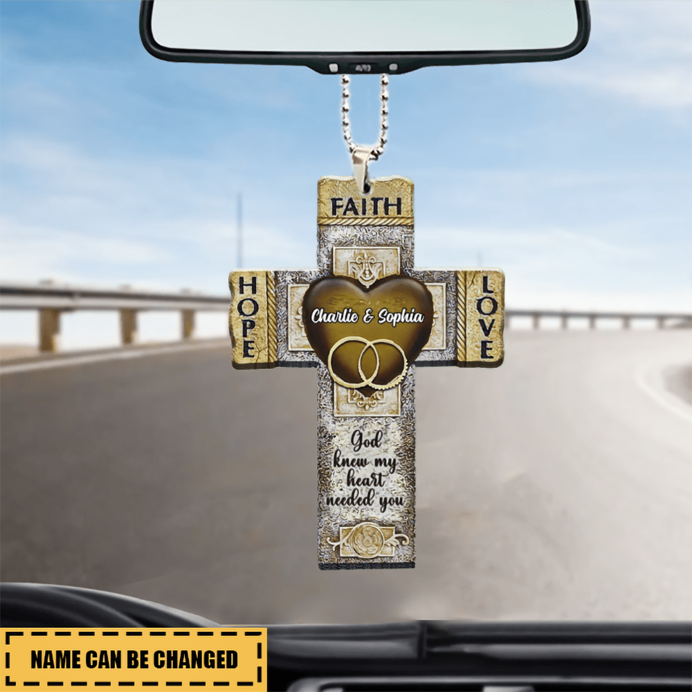 Personalized Faith Hope Love Cross Ornament