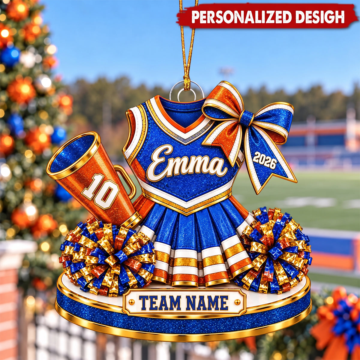 Personalized Cheerleader Uniform Ornament, Custom Cheerleading Christmas Gift