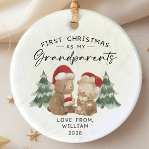 Personalized First Christmas As Grandparents Ornament, Gift For Grandma Grandpa