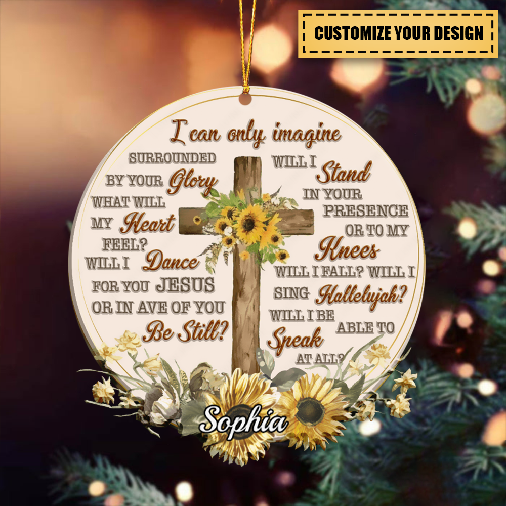 Personalized Vintage Sunflower Cross I Can Only Imagine Ornament