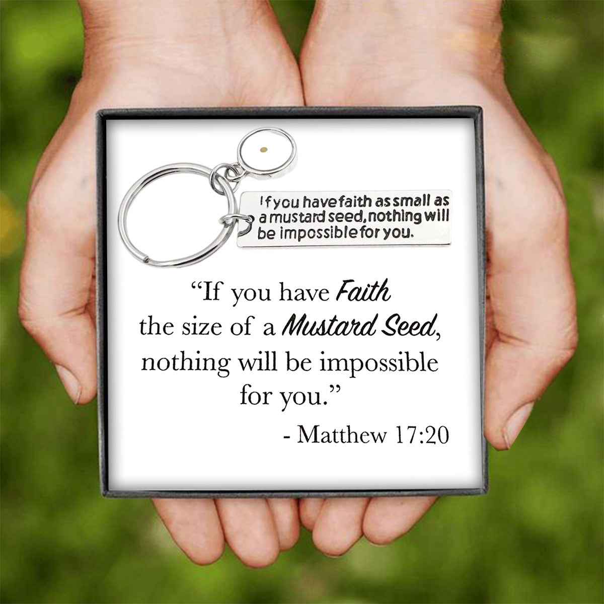 KISSFAITH- Faith Like a Mustard Seed Keychain, Matthew 17:20