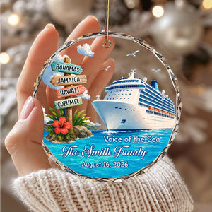 Making Waves Together - Personalized Cruise Ship Circle Glass Ornament