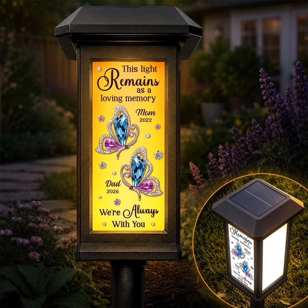 Personalized Memorial Sympathy Gifts For Loss Of Mom, Dad-Custom Photo Solar Garden Light