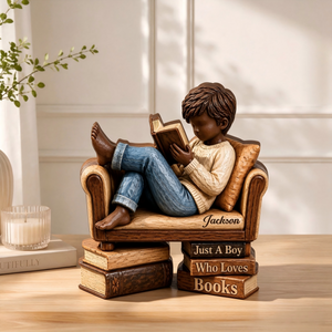 Personalized Wooden Book Lover Block, Just A Girl Boy Who Loves Books