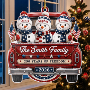 Driven By Love United By Freedom - Personalized America 250th Anniversary Christmas Ornament