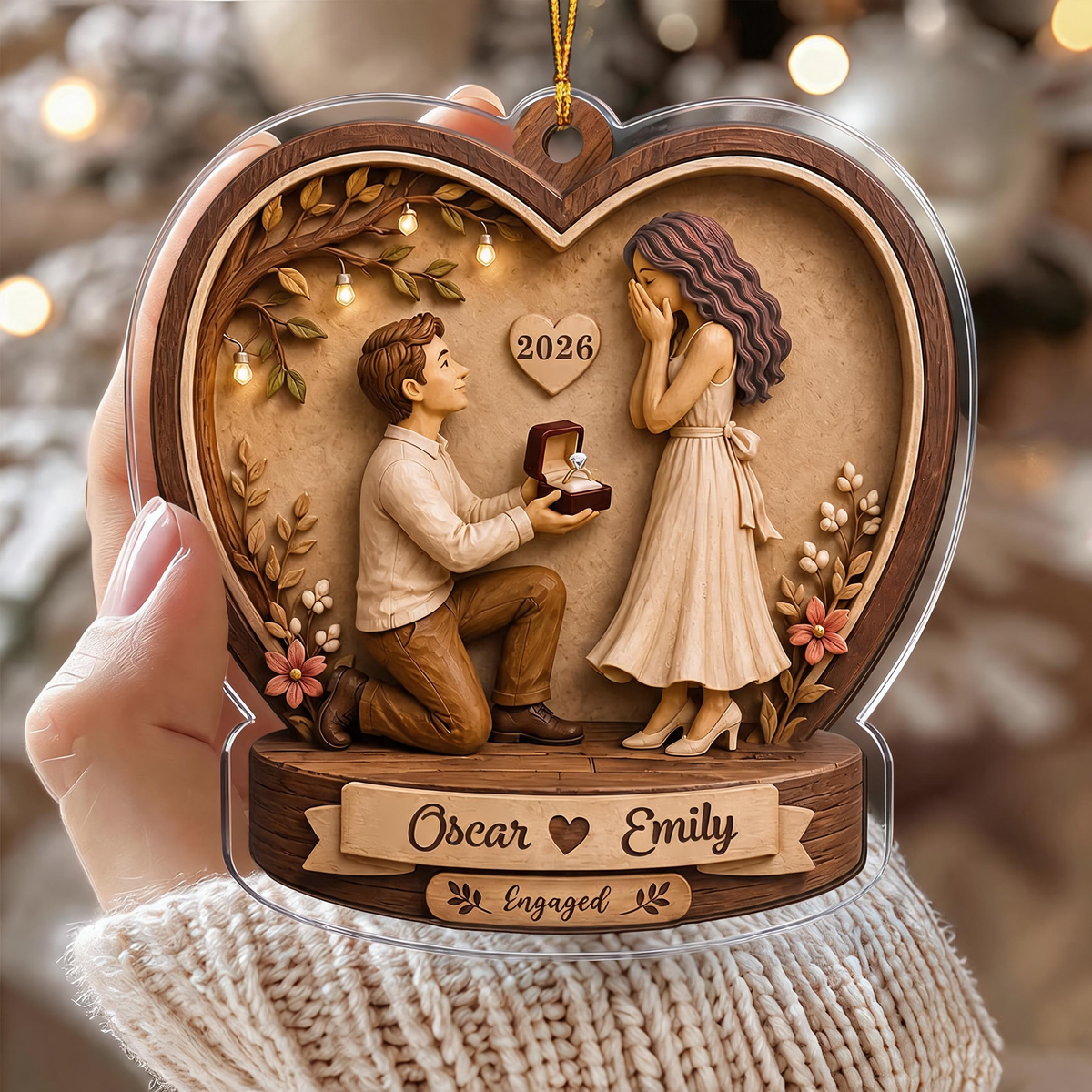 Personalized Couple Marriage Proposal Ornament First Christmas Engaged Ornament
