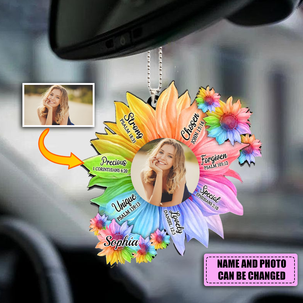 Personalized Rainbow Sunflowers God Says Ornament