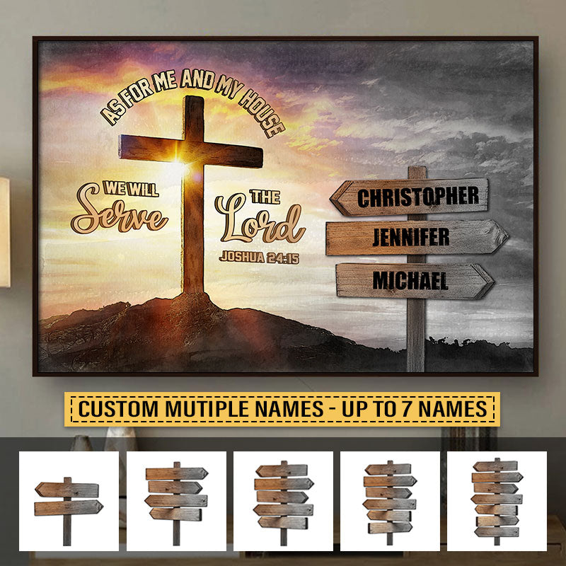 Personalized Christian Family Serve The Lord Custom Canvas